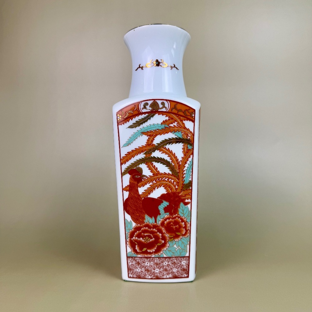 Vintage Tuscany Collection Arita Vase | Kutani Style Porcelain | Red Gold Floral
